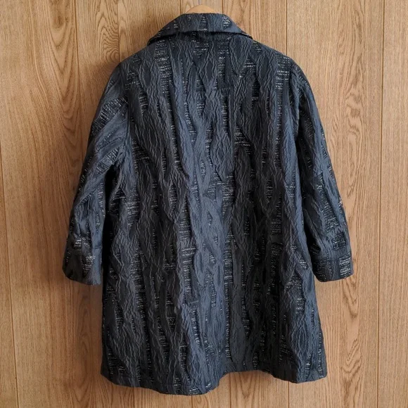 Caroline Rose Textured Jacquard Stand Collar Open-Front Jacket Size S